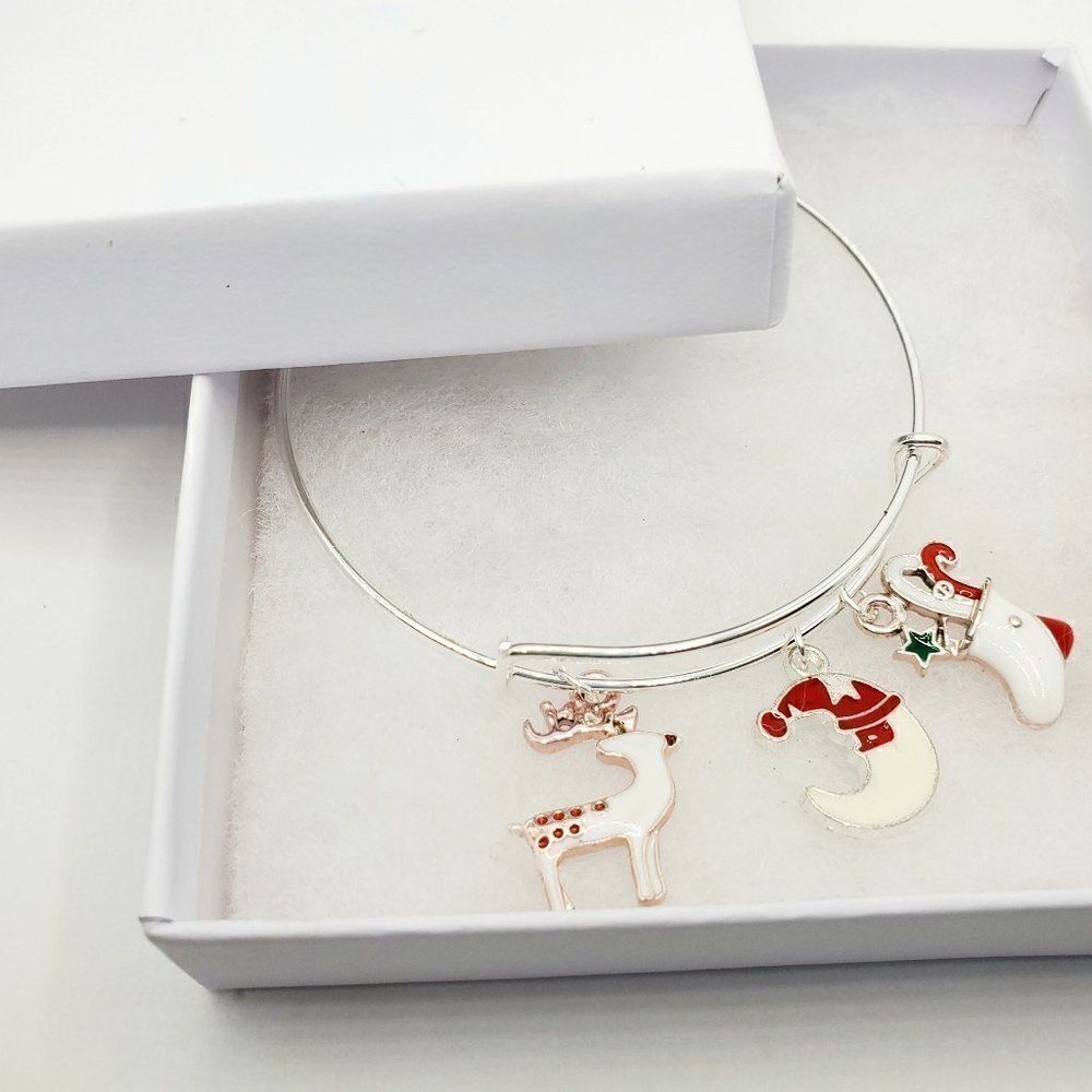 Christmas
Reindeer, Christmas Moon, and Christmas Stocking Charm Bracelet